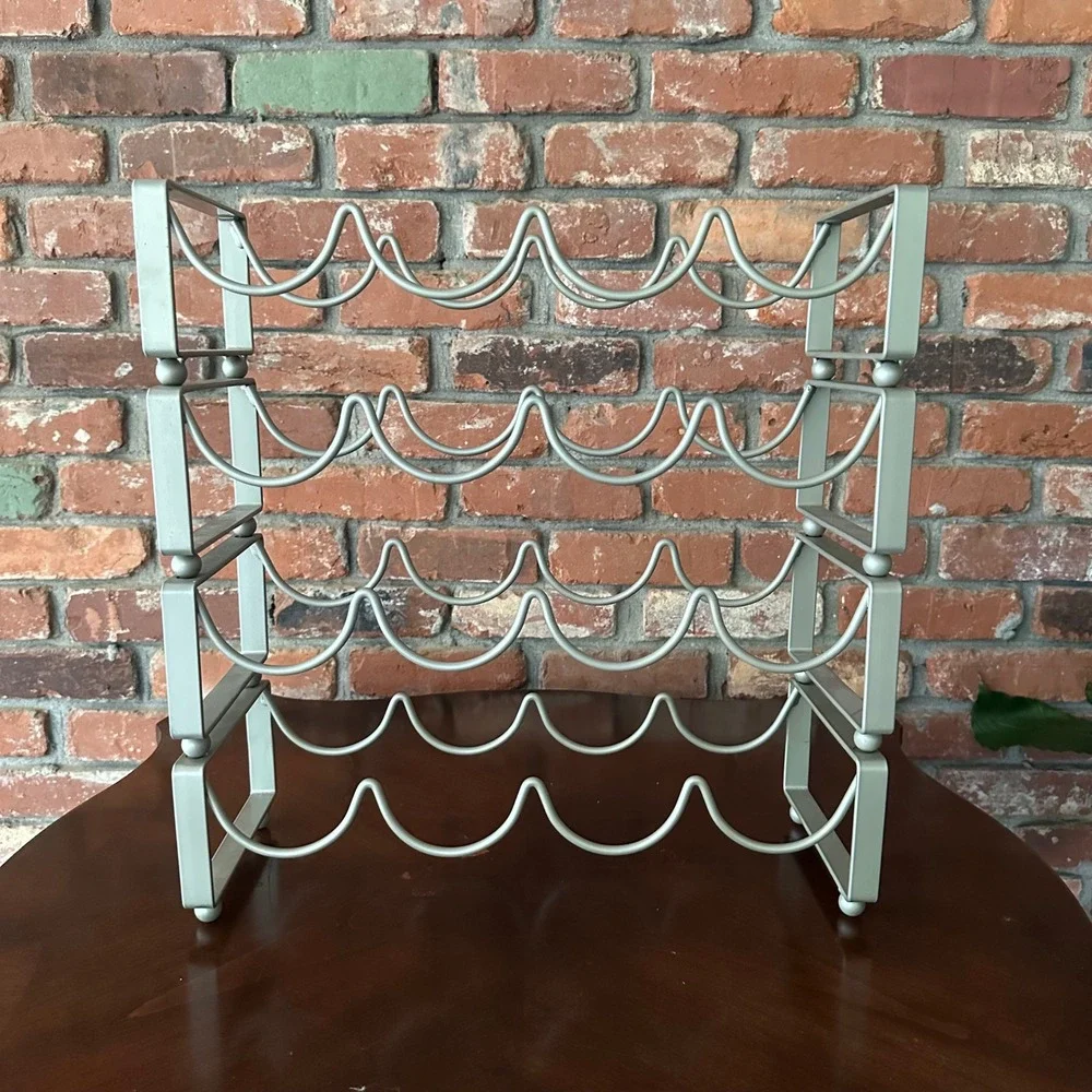 4-Tier Wrought Iron Stackable Wine Rack 16 Bottle Gray Pier 1 Style